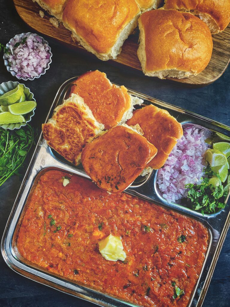 pexels-photo-7625089-7625089 Delicious spicy pav bhaji with garnishes, perfect for a flavorful Indian lunch.